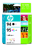 ..OEM HP C9354FN (HP 94/95) Black / Tri-Color, Combo Pack, Print Cartridges