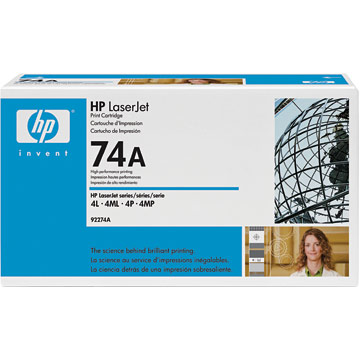 ..OEM HP 92274A (HP 74A) Black Laser Toner Cartridge (3,350 page yield)