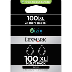 ..OEM Lexmark 14N0683 (#100XL) Black, 2 pack, Hi-Yield, Return Program, Ink Cartridge (510 X 2 page yield)